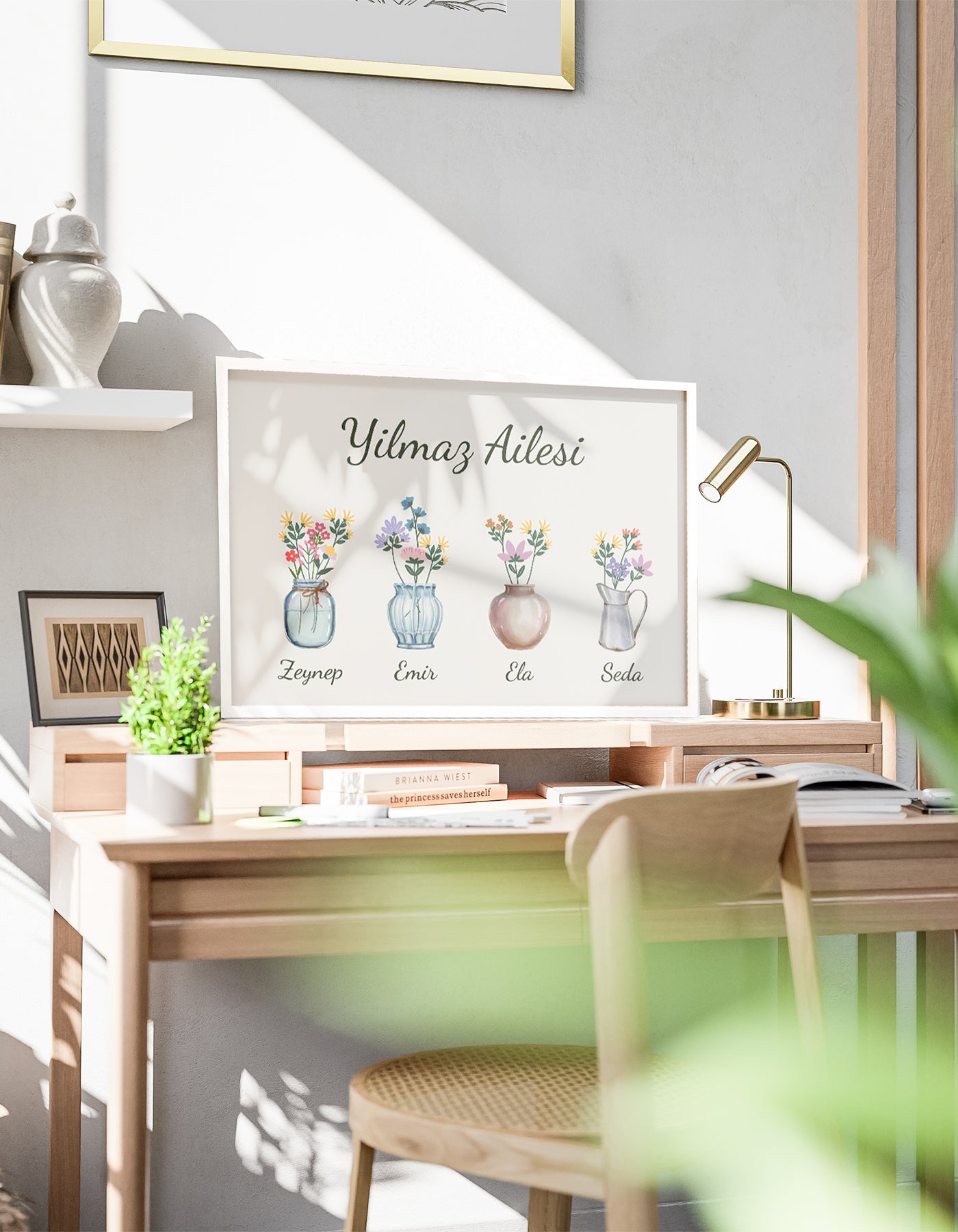 Flower Language Çiçek Dili | Kişiselleştirilebilir Aile Posteri