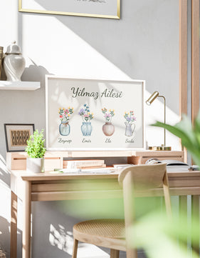 Flower Language Çiçek Dili | Kişiselleştirilebilir Aile Posteri