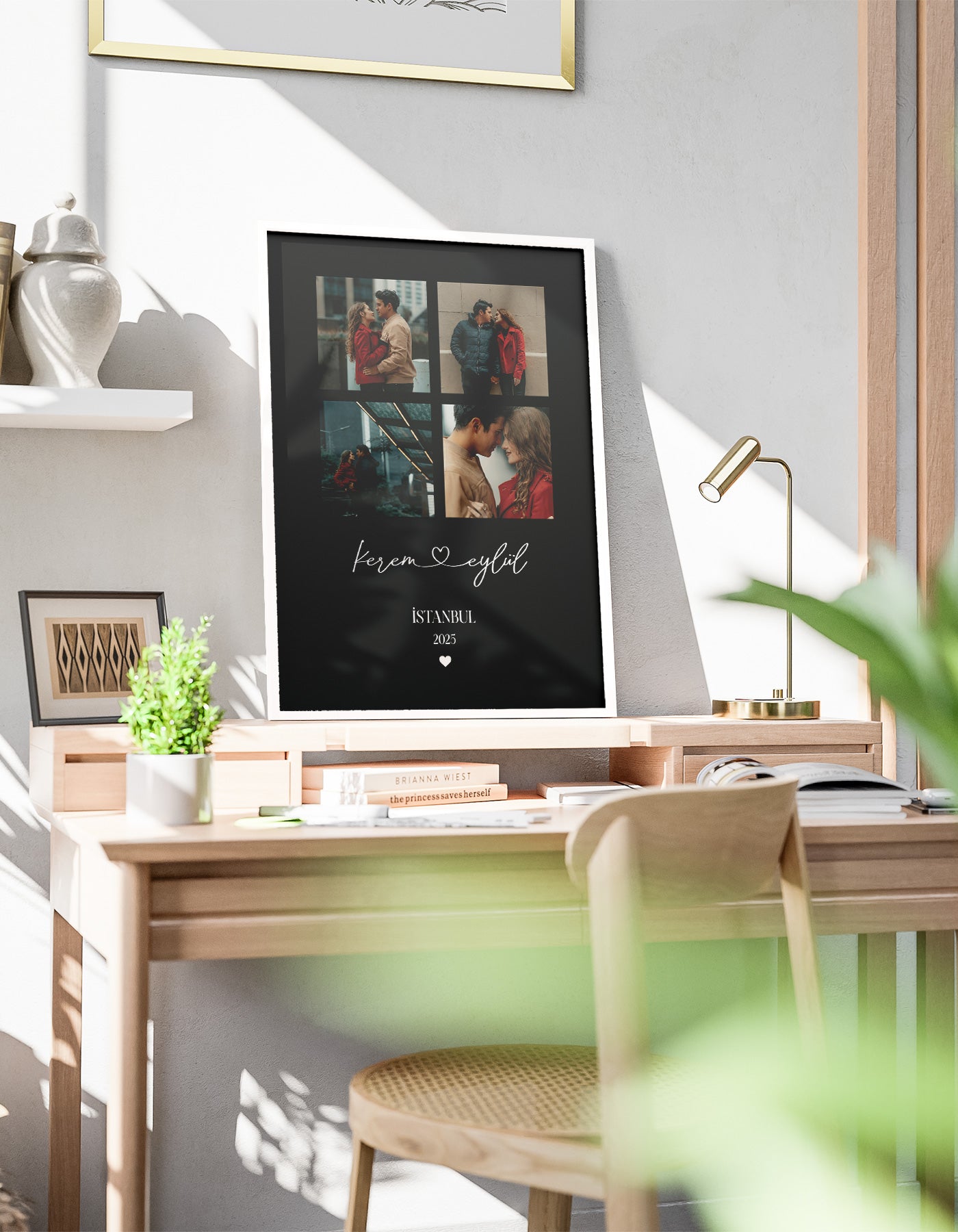 Romantik Çift Posteri Siyah Arka Planlı