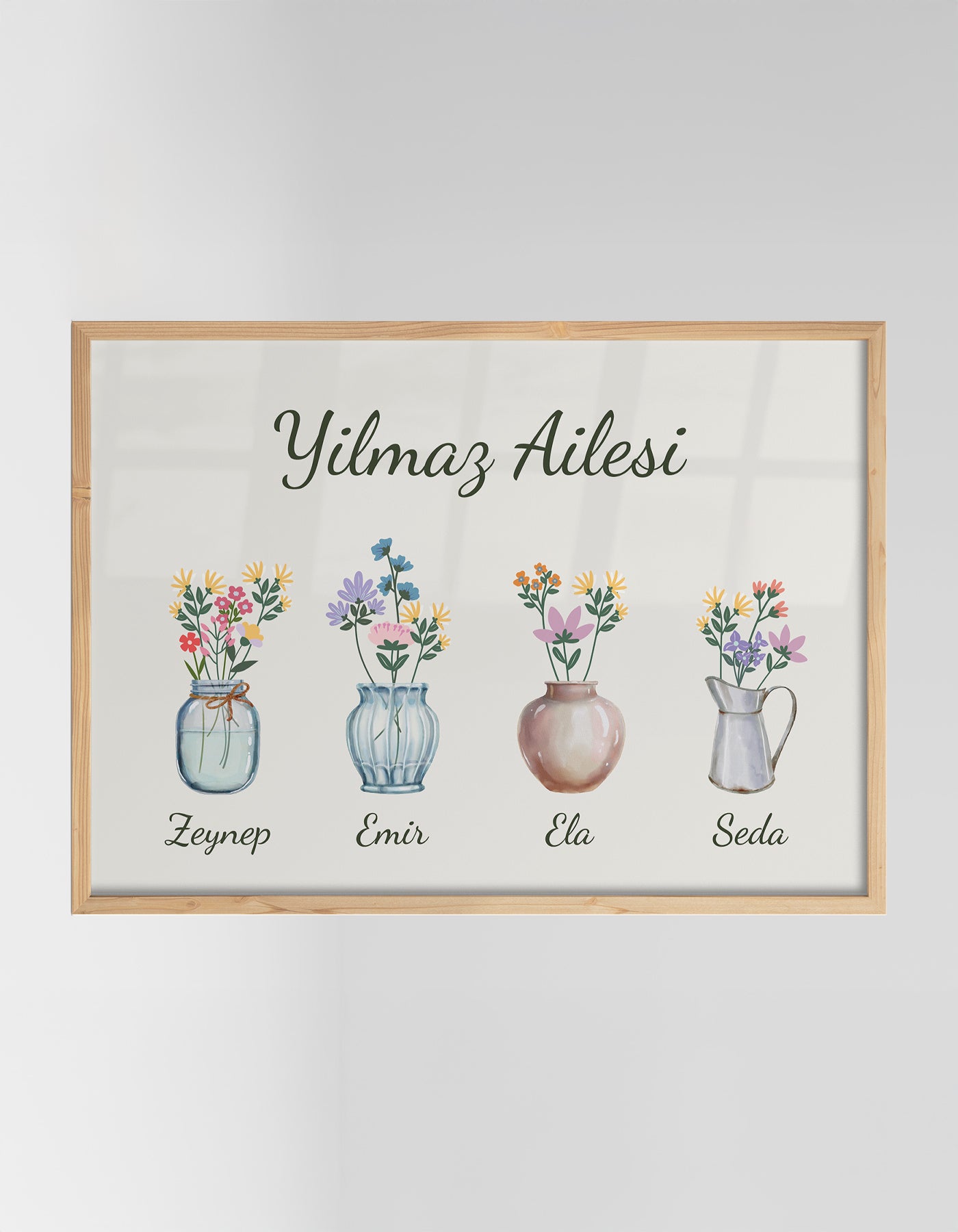 Flower Language Çiçek Dili | Kişiselleştirilebilir Aile Posteri