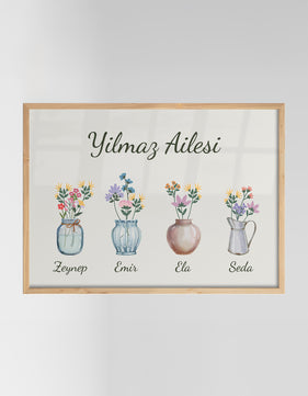 Flower Language Çiçek Dili | Kişiselleştirilebilir Aile Posteri