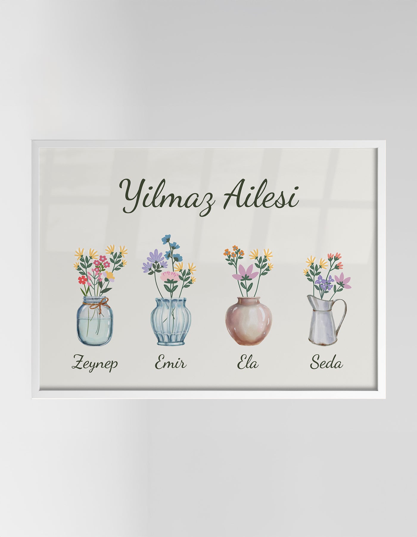 Flower Language Çiçek Dili | Kişiselleştirilebilir Aile Posteri