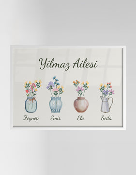 Flower Language Çiçek Dili | Kişiselleştirilebilir Aile Posteri