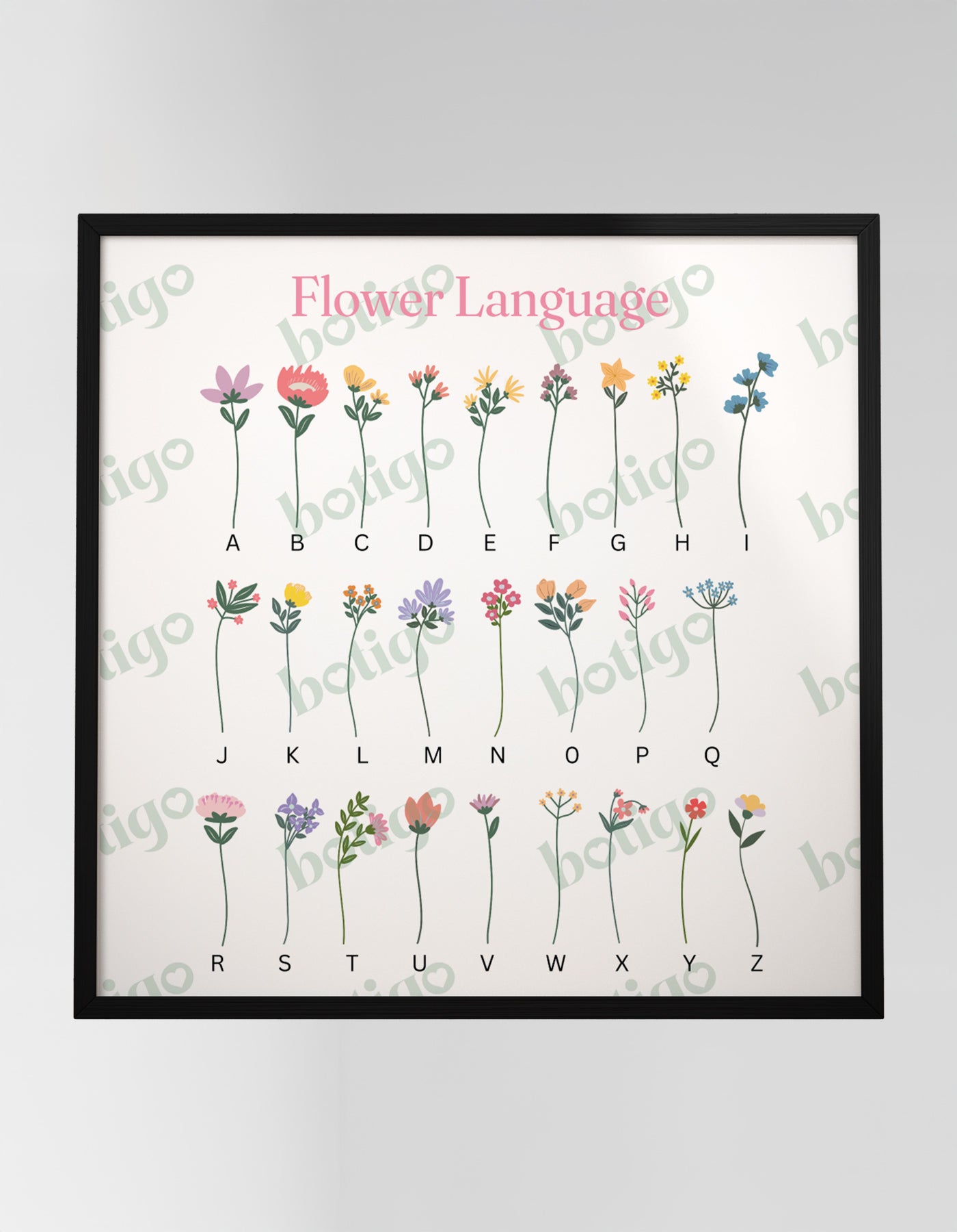 Flower Language Çiçek Dili | Kişiselleştirilebilir Aile Posteri