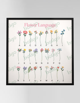 Flower Language Çiçek Dili | Kişiselleştirilebilir Aile Posteri