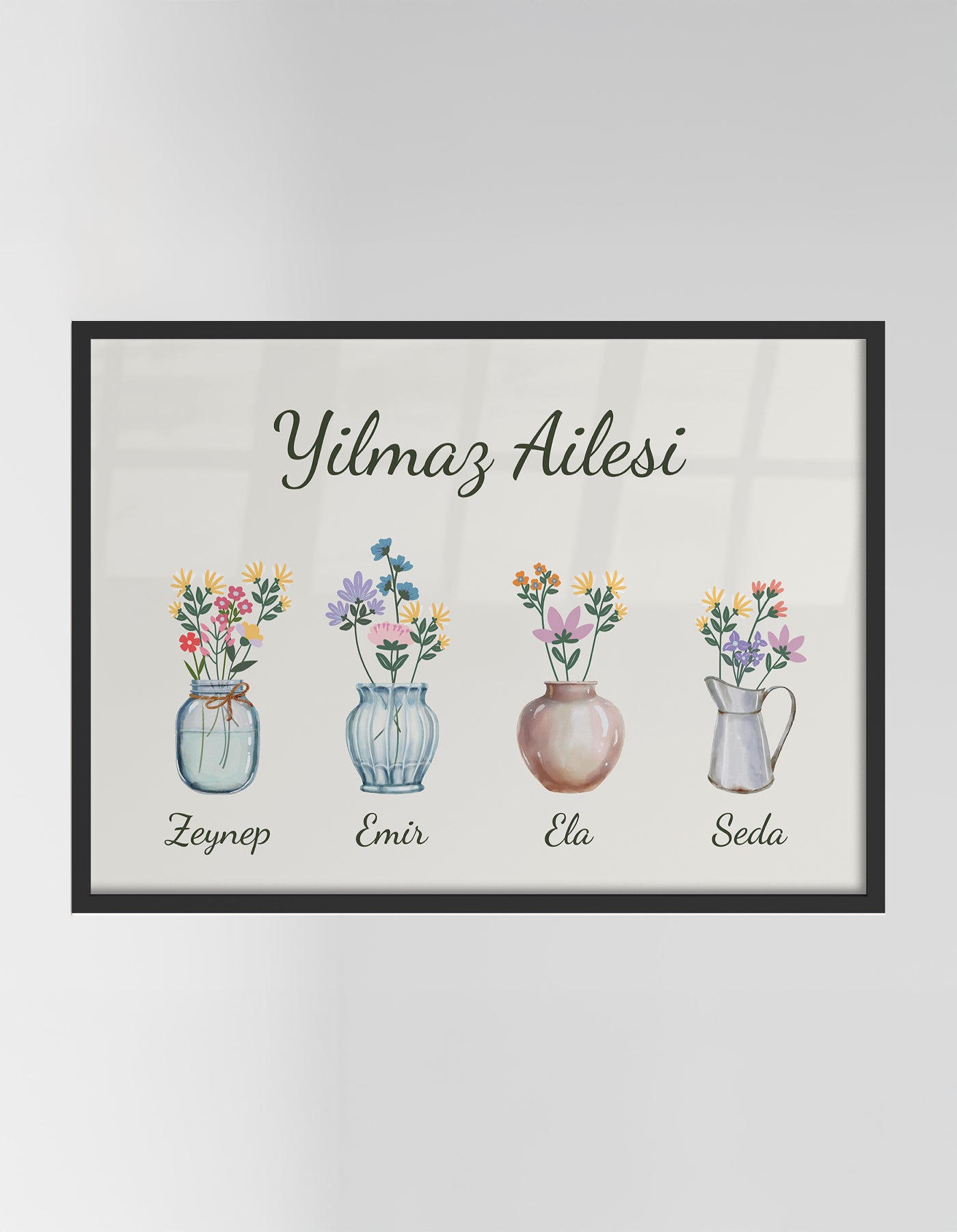 Flower Language Çiçek Dili | Kişiselleştirilebilir Aile Posteri