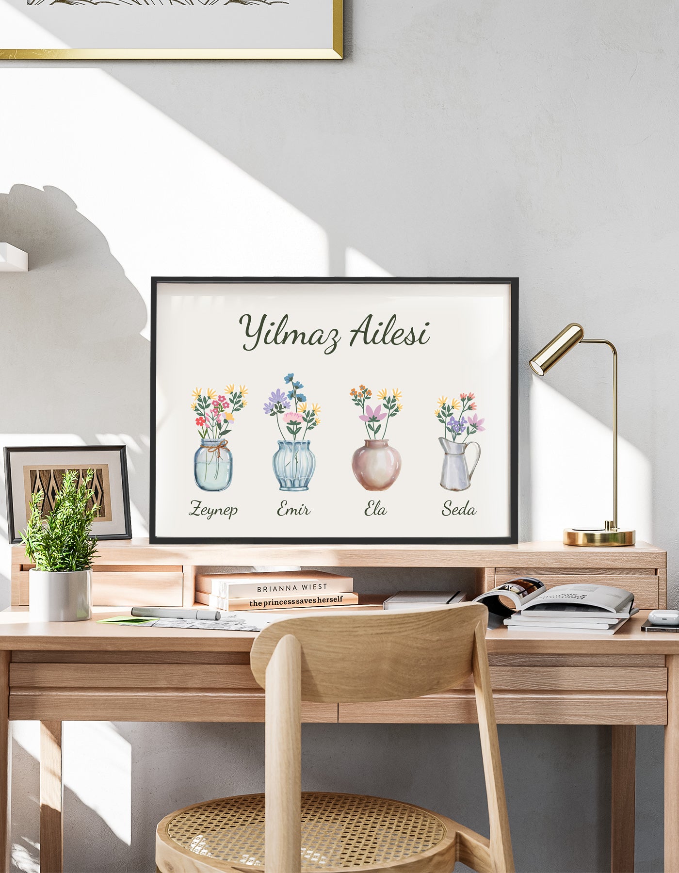 Flower Language Çiçek Dili | Kişiselleştirilebilir Aile Posteri