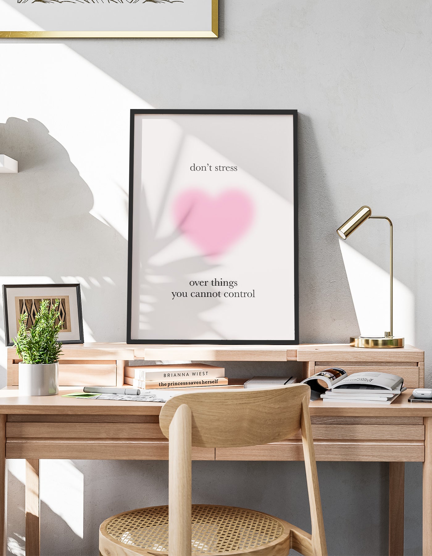 "Stres Yok" Kalp Temalı Poster