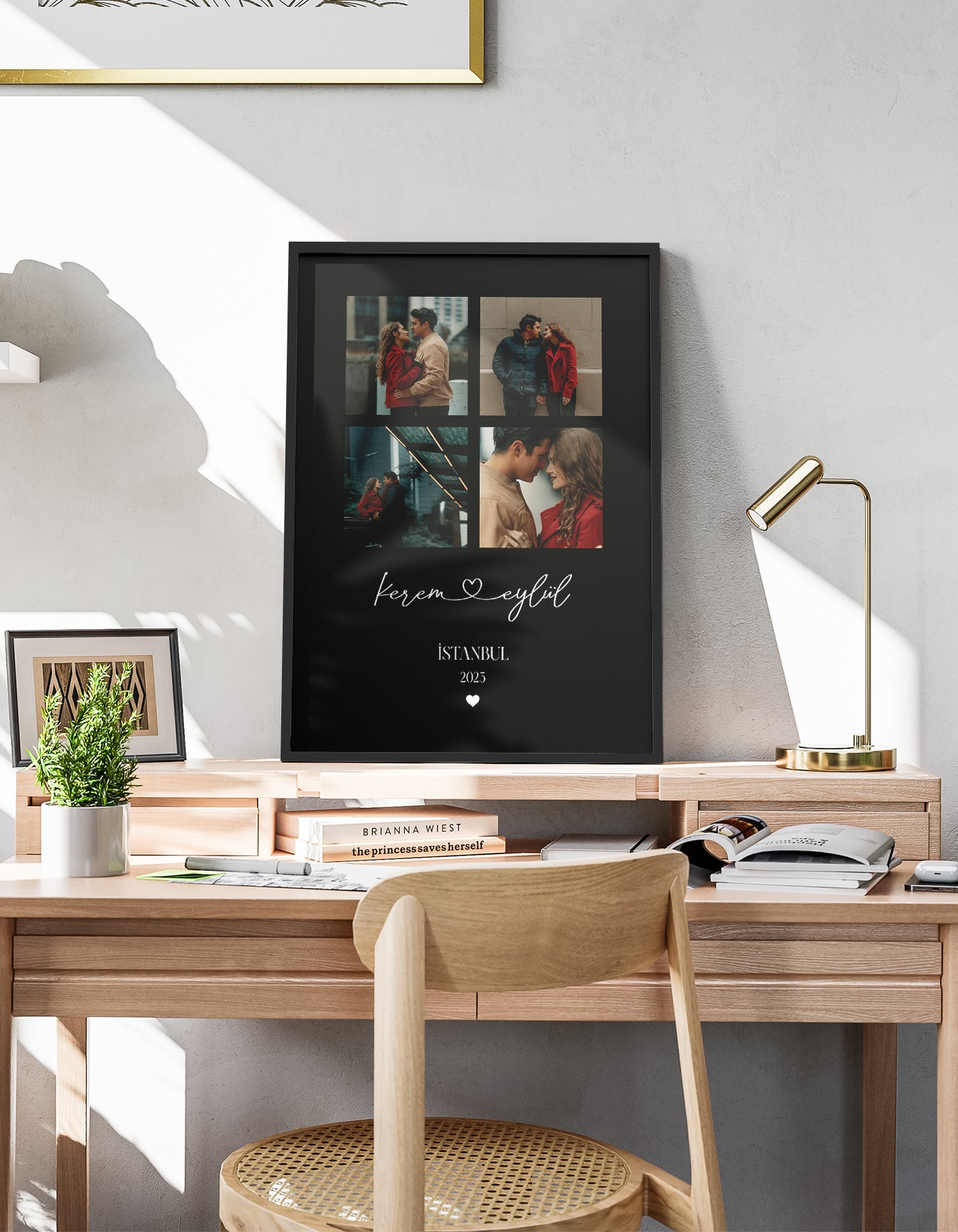 Romantik Çift Posteri Siyah Arka Planlı