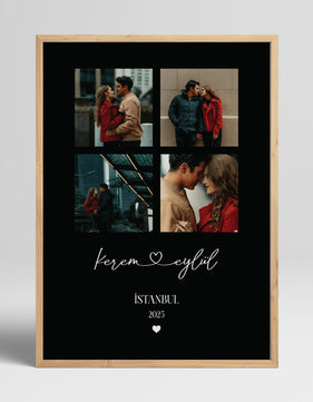 Romantik Çift Posteri Siyah Arka Planlı