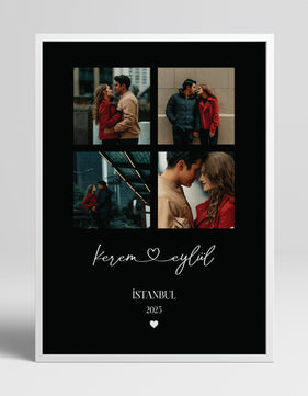 Romantik Çift Posteri Siyah Arka Planlı