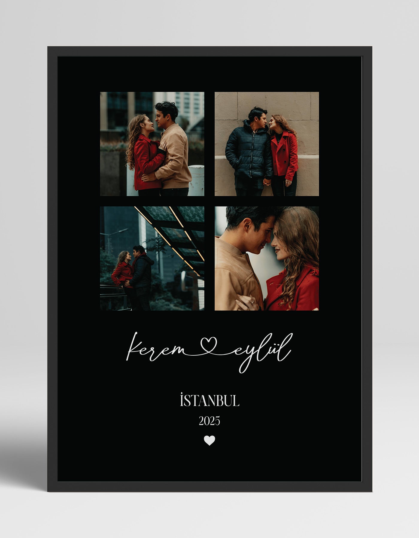 Romantik Çift Posteri Siyah Arka Planlı