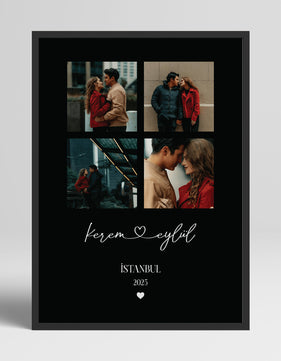 Romantik Çift Posteri Siyah Arka Planlı